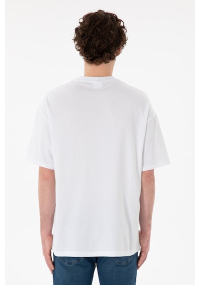 U.S. Polo Assn. Erkek Oversize Fit Bisiklet Yaka Beyaz Tişört 50305904-VR013