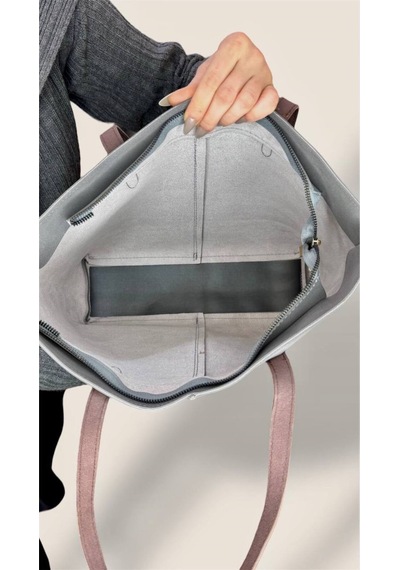 Lovelystore Kadın Süet Geniş Hacimli Fermuarlı Günlük Tote Model Büyük Boy 40x28 Bordo
