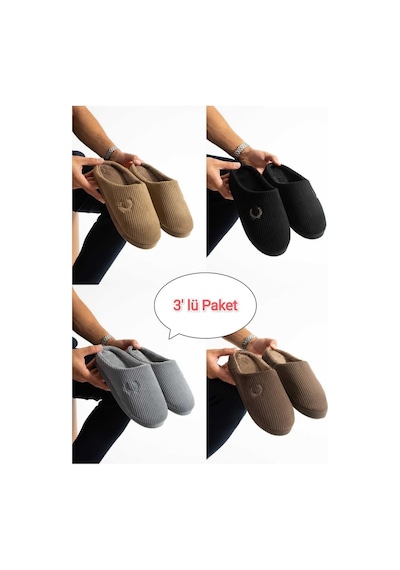 Moda Devrin 3'lü Paket Fitilli Kaydırmaz Sessiz Terlik Çeyiz Bohça Seti Yıkanabilir Çok Renkli