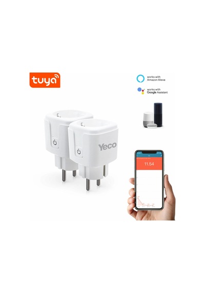 Yeco Sp-16 Akıllı Priz, Wi-fi Uyumlu, Telefonla Kontrol, 16a Akım Koruma, Enerji İzleme, 2 Adet 2 Adet