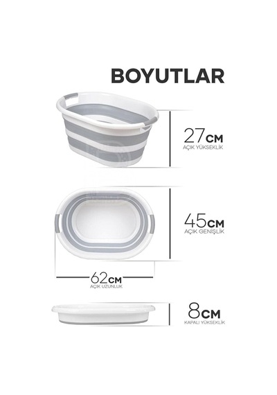 Hobby Life 3' Lü Set Katlanır Çamaşır Sepeti, Katlanabilir Akordeon Su Kovası, Maşrafa Diğer