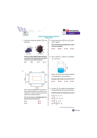8. Sınıf LGS Matematik Sınav KoçU PEKİŞTİRME&PERFORMANS Soru BAN