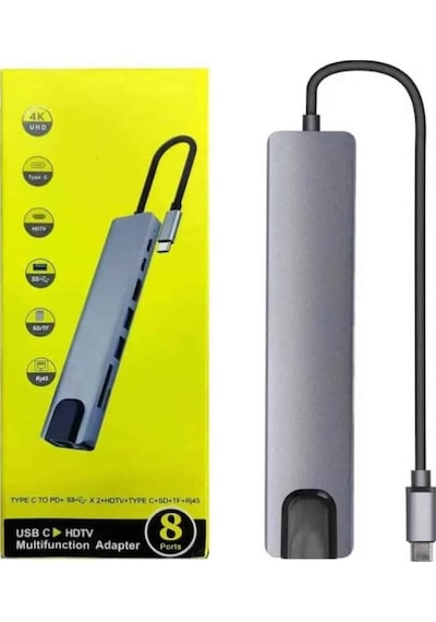 Techmrt Apple MacBook Pro/air Uyumlu Usb Type-c 8 In 1 Hub Dönüştürücü Çevirici Çoklayıcı Usb Hdmı Micro S