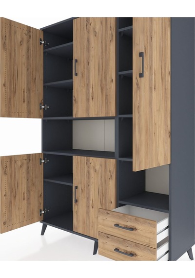 Hyperion Dolap 10 Raflı 2 Çekmeceli 5 Kapaklı 132x44x195 Antrasit-çam/çam Atlas Çam/atlas Çam Hyperion Dolap 10 Raflı 2 Çekmeceli 5 Kapaklı 132x44x195 Antrasit-çam/çam Atlas Çam/atlas Çam