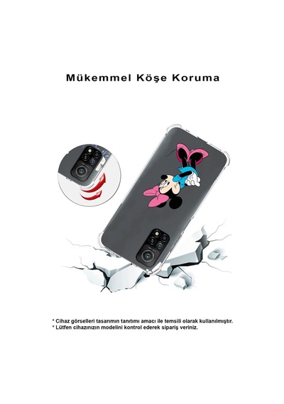 Huawei Y7 2019 Köşe Korumalı Antişok Kapak Minnie Mouse Tasarımlı Şeffaf Kılıf