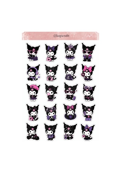 6 Sayfa Kuromi Sticker Seti Kuromi Temalı Ajanda Scrapbook Journal Etiket 0