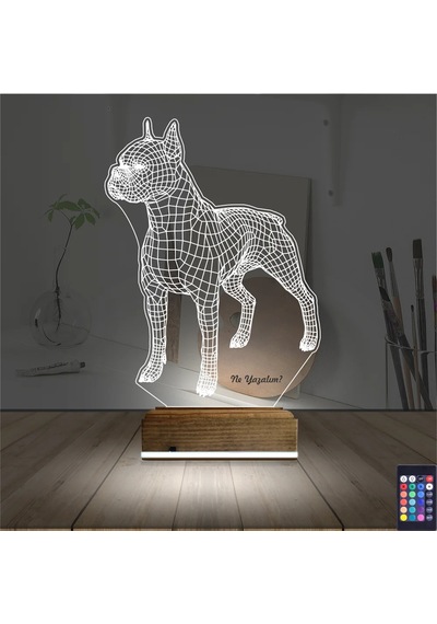 Luvivia Köpek Boxer Kişiye Özel 3d Lamba - Masa Gece Lambası Şeffaf