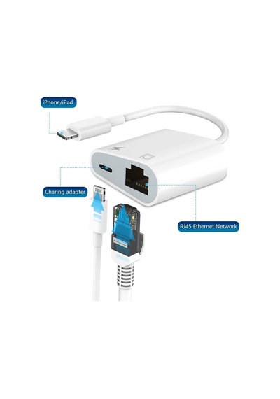 Pmr Lightning Rj45 Ethernet Çevirici 2 In 1 Ethernet Ve Liğhtning Şarj Girişi 10/100