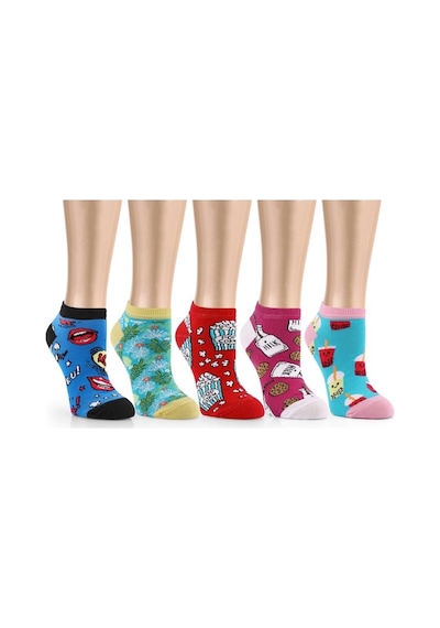 Ozzy Socks 5 Çift Eğlenceli Desenler Kadın Patik Çorap Ozzyp001 Çok Renkli