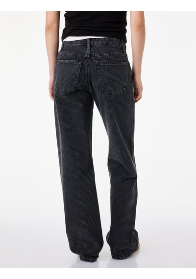 Koton Düz Paça Normal Bel Taş Detaylı Pamuklu Denim Pantolon - Straight Fit Jean Siyah 6sal40158md Siyah Koton Düz Paça Normal Bel Taş Detaylı Pamuklu Denim Pantolon - Straight Fit Jean Siyah 6sal40158md Siyah