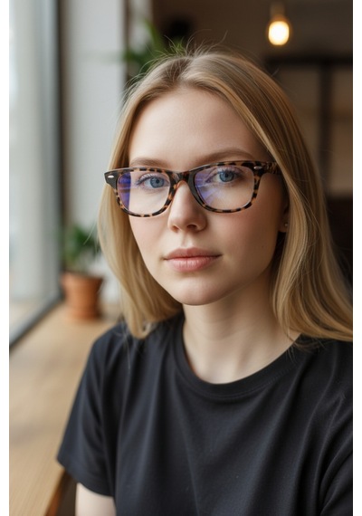 Wayfarer Leopar Desenli Mavi Işık Koruyucu Optik Uyumlu Camları Değiştirilebilir Gözlük Kadın Çok Renkli