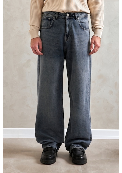 Erkek Ekstra Baggy Jean Pantolon Açık Mavi