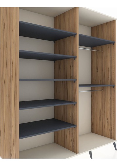 Kronos Gardrop 7 Raflı 2 Askılı 176x59x221 Çam-aytaşı/antrasit Beyaz Kronos Gardrop 7 Raflı 2 Askılı 176x59x221 Çam-aytaşı/antrasit Beyaz