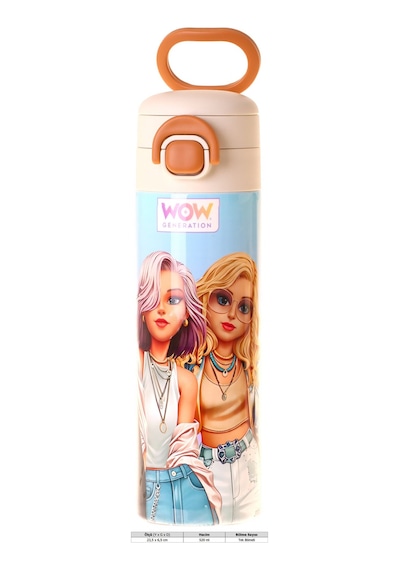 Wow Generation 520 Ml Friends Baskılı Pembe Kız Çocuk Çelik Termos Matara Çift İçim Kilitli Kapak - W6057