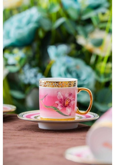 Acar Hxf-06920 Tulip 6lı Kahve Fincan Takımı Gold