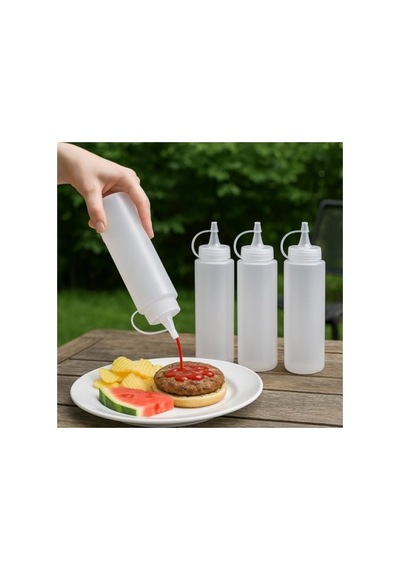 Şeffaf Plastik Sosluk Seti - 4 Adet, 700 Ml Kapasite Açık Beyaz
