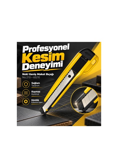Kilitli Kesici Maket Bıçağı Ergonomik Kaymaz Gövde