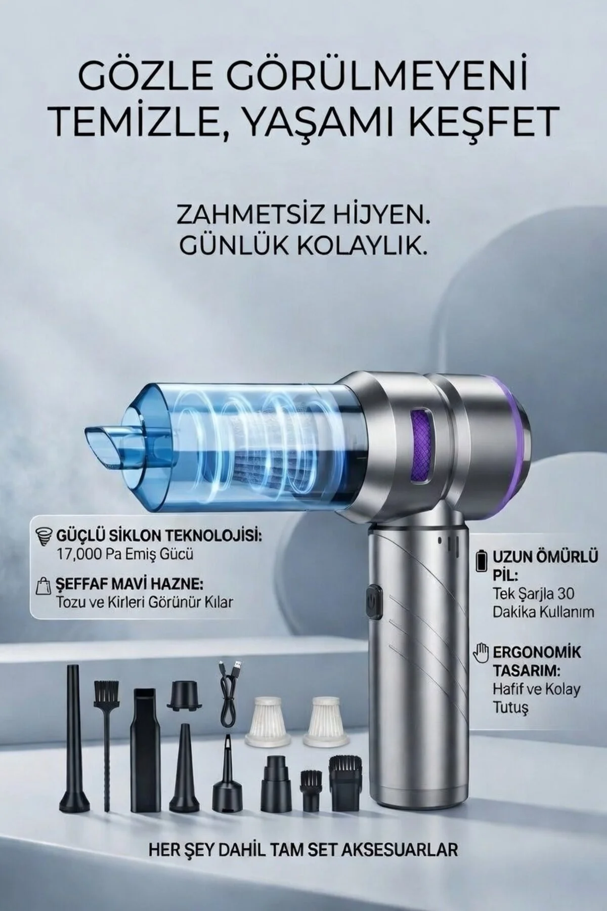 Cs67 Kablosuz Dijital Hava Kompresörü Ve Araç Süpürgesi 2 İn 1 6000mah 150 Psı 150bar