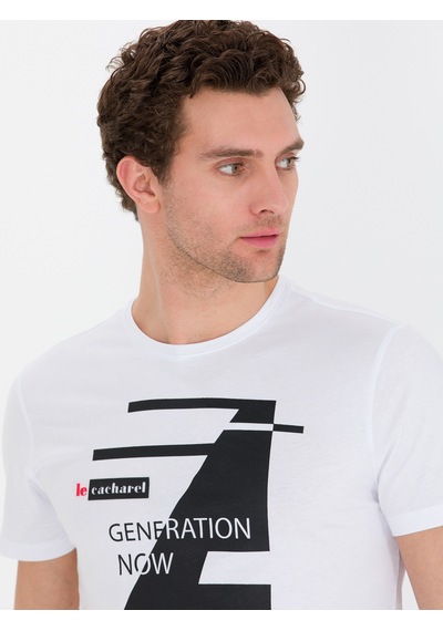 Beyaz Bisiklet Yaka Slim Fit T-shirt 15841036
