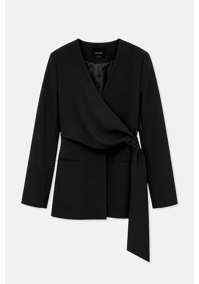 Thalure Kadın Siyah Beli Büzgülü Blazer