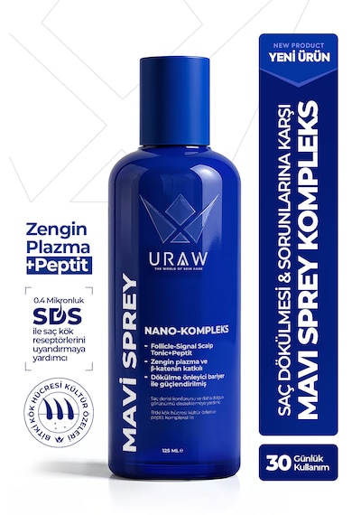 Uraw Saç Kökü Aktivasyonunu Destekleyen Gelişmiş Kompleks Mavi Sprey 125 ML