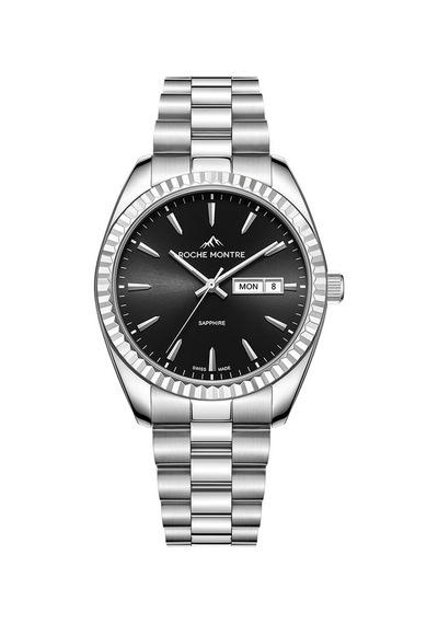 Roche Montre Rmg6001-01 Quartz Çelik Gri Siyah Kadran Safir 39 Mm Erkek Kol Saati