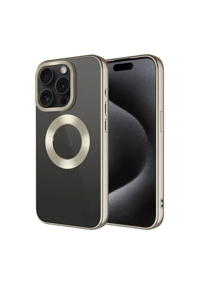 Apple Uyumlu iPhone 15 Pro Kılıf Tek Kamera Çerçeveli Logo Gösteren Zore Omega Kapak Titanyum