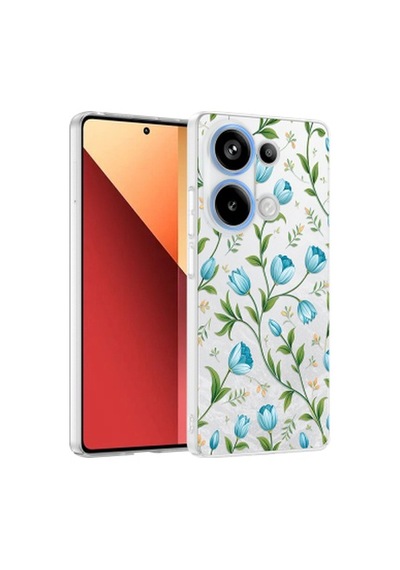 Xiaomi Redmi Note 13 Pro 4g Kılıf Kamera Korumalı Desenli Zore Klip Kapak Xiaomi Redmi Note 13 Pro 4g Zore - Mavi Lale