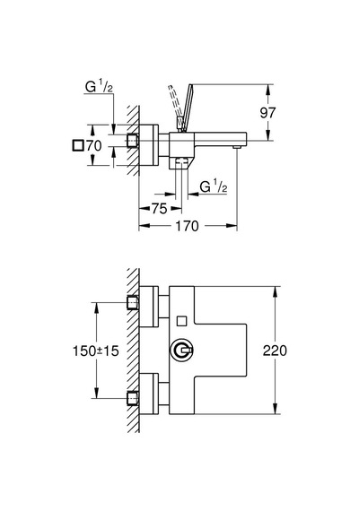 Grohe Eurocube Joy Banyo Bataryası-23666000 Krom