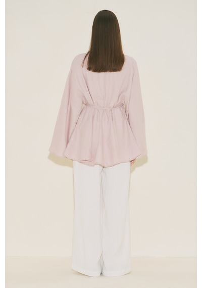 Manuka %100 Keten Volümlü Tunik Pembe Ss26tnk00002-78 Pembe