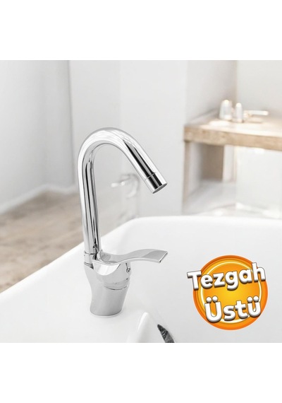 Kısa Kuğu Batarya Duş Bulaşık Musluğu Lavabo Banyo Mutfak Bataryası Mermer Üstü Çift Su Giriş Evye Çok Renkli