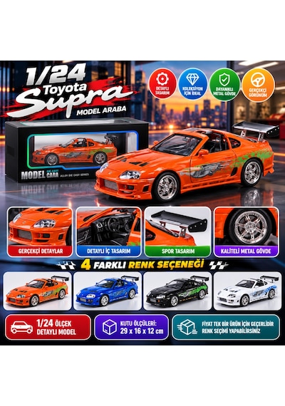 1/24 Toyota Supra Model Araba Turuncu