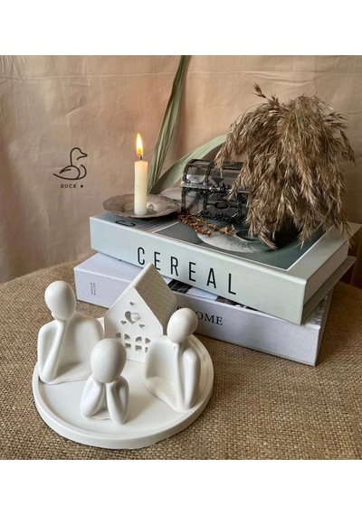 Üçlü Aile Minik Ev Dekoratif Set