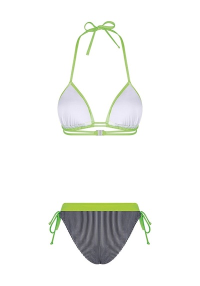 Bonesta Lanao Üçgen Neon Yeşil Çizgili Bikini Takımı