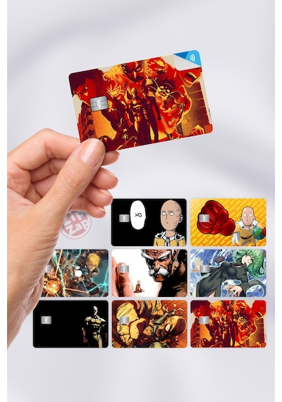 One Punch Man Kart Kaplama Sticker 8 Adet Çok Renkli