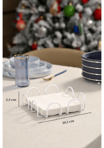 Bej 18 Cm Peçetelik Büyük Boy Peçete Standı Kafe Restoran Otel Paslanmaz Metal