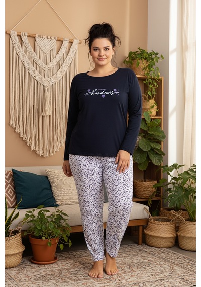 Rindahomewear Büyük Beden Süprem Pijama Takımı Siyah
