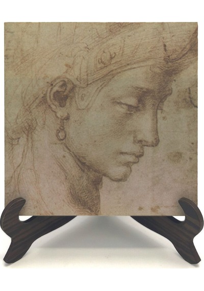 Baş Etüdü Leonardo Da Vinci Baskılı Mdf Masaüstlük 10x10 532