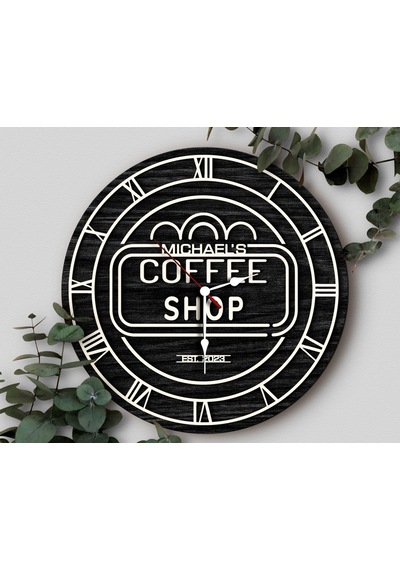 Bk Gift Kafelere Özel Dekoratif Siyah Ahşap Duvar Saati 35cm-4 , Bar Duvar Saati , Cafe Duvar Saati , Özel Ahşap Saat Kobitmeyen138362 Bk Gift