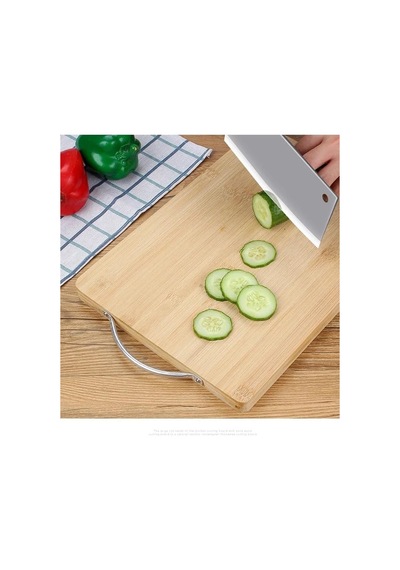 Ayrex Metal Saplı Bambu Kesme Tahtası Antibakteriel Yıkanabilir Doğrama Tahtası Dikdörtgen 34x24 Cm Diğer