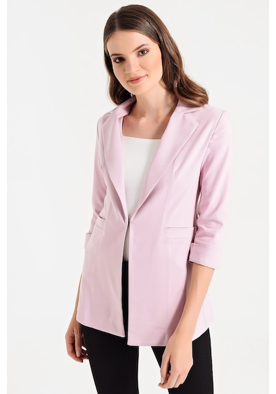Kapri Truvakar Kol Süs Cepli Kopçalı Ofis Blazer Kumaş Ceket-k.pembe K.pembe