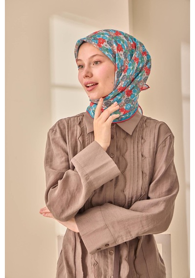 Silk Home Soft Eşarp 73092-32 Kırmızı, Gök Mavi, Yeşil, Füme