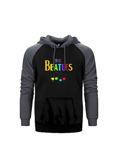 The Beatles Rainbow Gri Renk Reglan Kol Kapşonlu Sweatshirt Gri