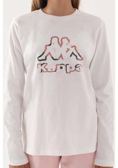 Kappa Krem Bisiklet Yaka Logo Baskılı Kız Çocuk Sweatshirt Krem