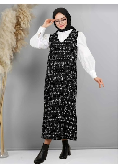 Butik Ayvitrin Kadın Tüvit Jile Elbise Siyah