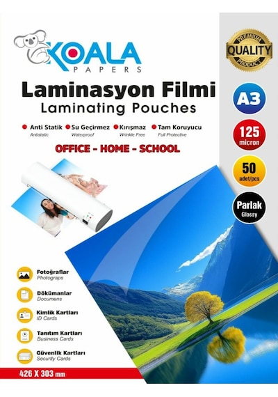 A3 Pvc Kaplama Laminasyon 125 Micron 50 Adet