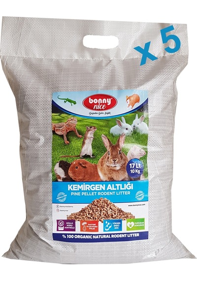 Bonny Nice Organik Sürüngen Taban Kumu Çam Pellet 10 KG 17 L x 5