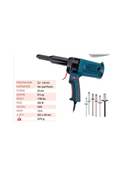 Yama TAC500 Elektrikli Pop Perçin Tabancası 3.2 - 5 MM