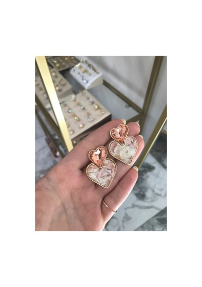 Kalp Model Küpe Pembe
