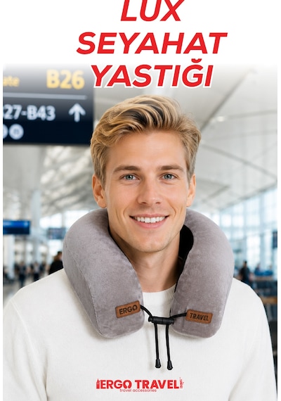 Viscofoam Lux Ortopedik Seyahat Yastığı Visco Boyun Destekli Seyahat Yastığı - Gri| Ergo Travel